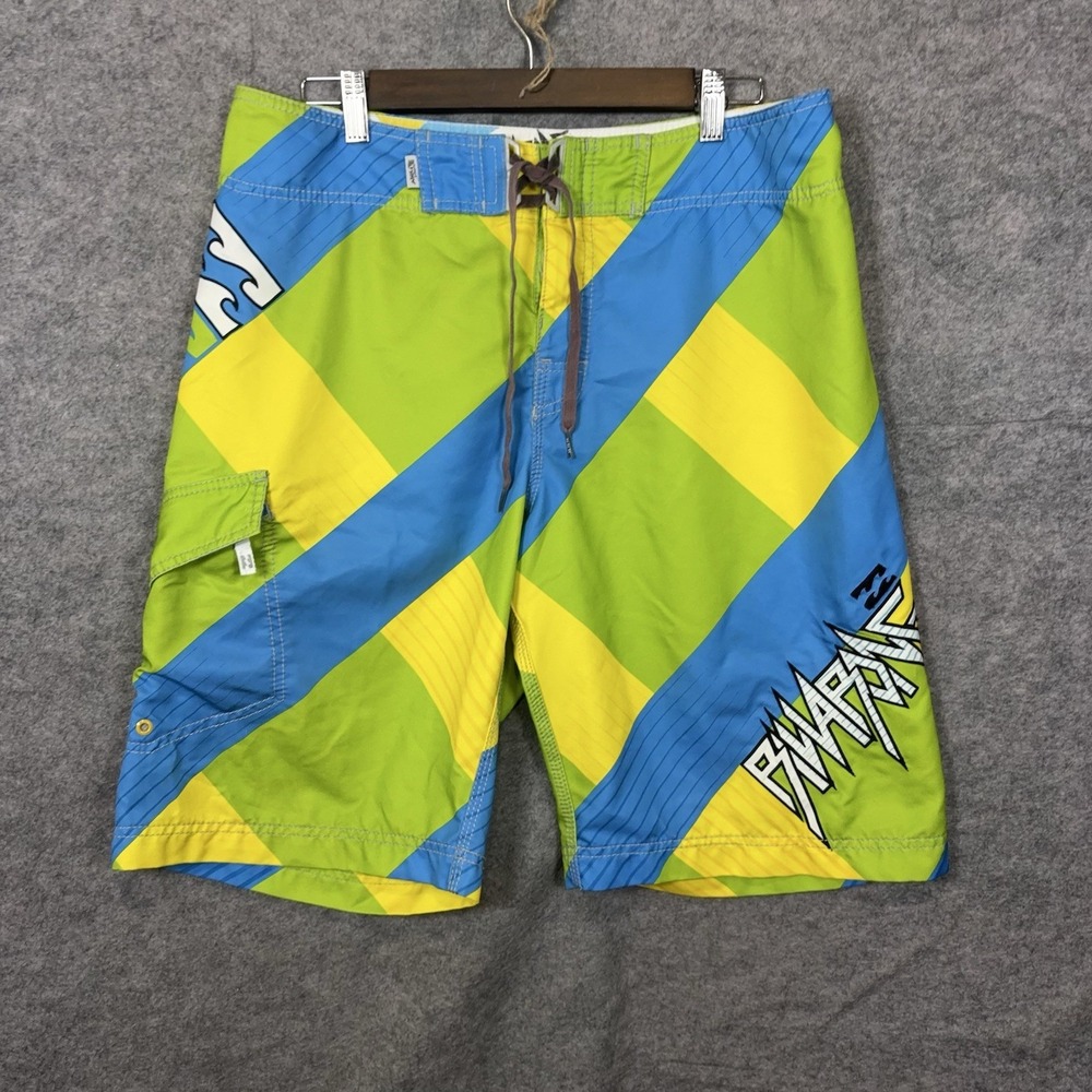 Billabong Parko Boardshorts Mens Sz 34 Multicolor Striped Pocket Logo